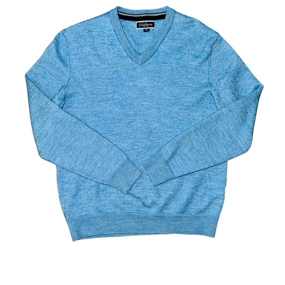 Blue V neck wool mix sweater size medium men or women - Picture 1 of 5